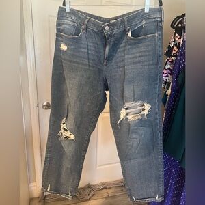 Express Blue Distressed Boyfriend Jeans size 14